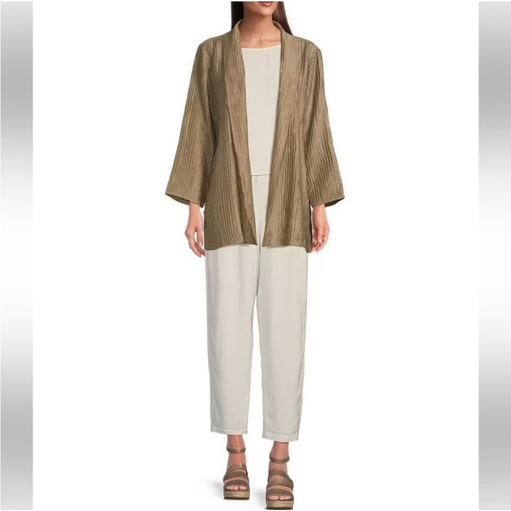 Eileen Fisher The System Silk Georgette Crepe Straight Ankle Pants